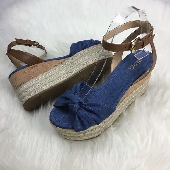 michael kors denim wedge sandals